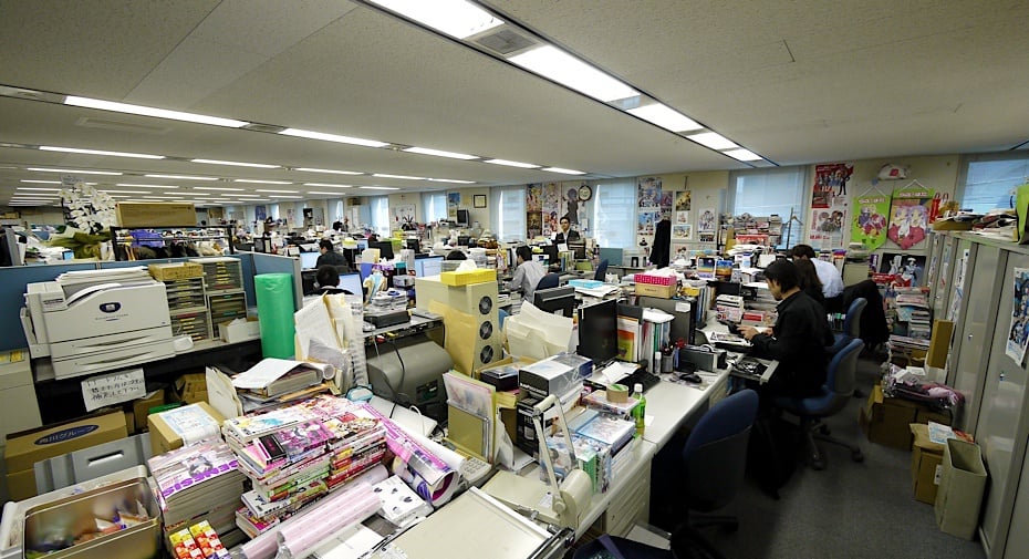 Open-plan offices are common in Japan